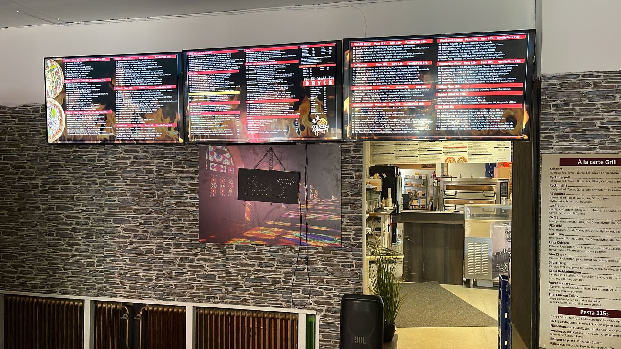 Beställningsdisken på Capri Blue Pizzeria i Åmål